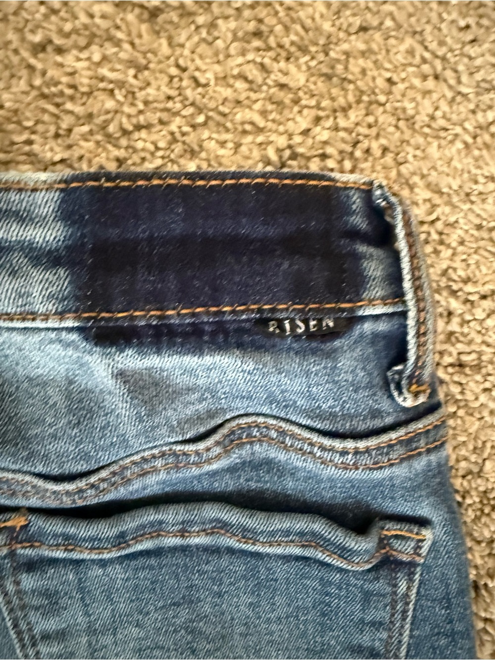 Risen Jeans High Rise Patch Pocket Flare Bell Bottom Medium Wash Size 3 / 26 - Picture 7 of 7